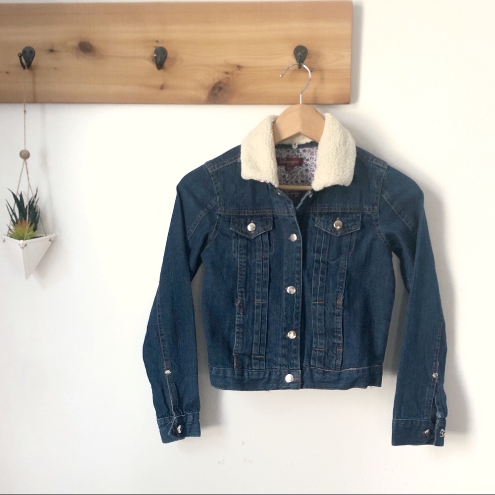 Denim Jean Jacket Girl’s Faux Sherpa Collar Coat Girl’s …